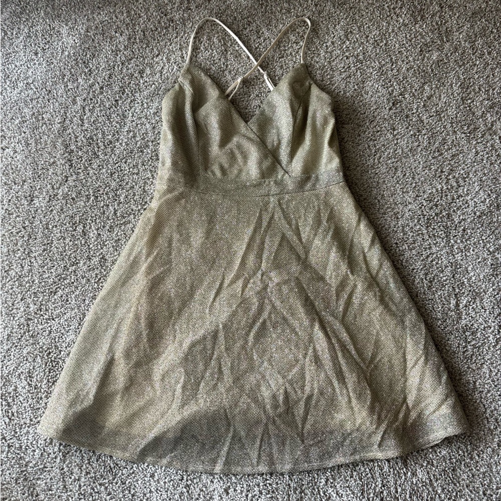 Lulu's Glittering Gold Mini Dress